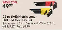 Princess Auto 22pc SAE/Metric Long Ball End Hex Key Set offer