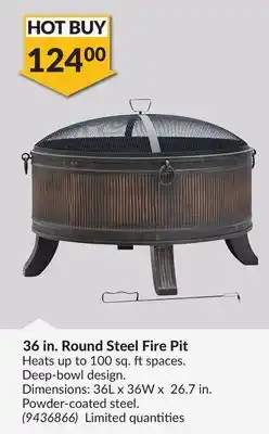 Princess Auto 36 in. Round Steel Fire Pit offer