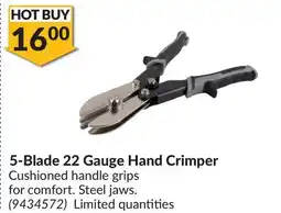 Princess Auto 5-Blade 22 Gauge Hand Crimper offer