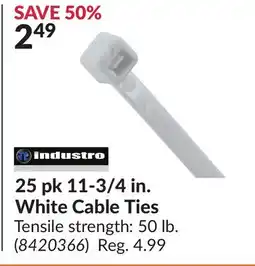 Princess Auto 25pk 11-3/4 in. White Cable Ties offer