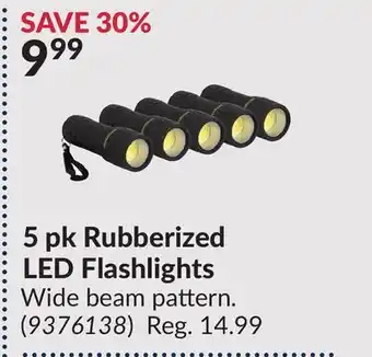 Princess Auto 5pk Rubberized LED Flashlights offer