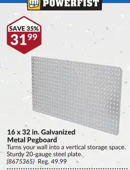 Princess Auto 16x32 in. Galvanized Metal Pegboard offer