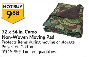 Princess Auto 72x54 in.Camo Non-Woven Moving Pad offer