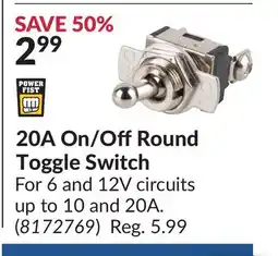 Princess Auto 20A on/Off Round Toggle Switch offer
