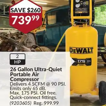 Princess Auto 26 Gallon Ultra-Quiet Portable Air Compressor offer