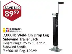 Princess Auto 7,000 lb Weld-On Drop Leg Side wind Trailer Jack offer