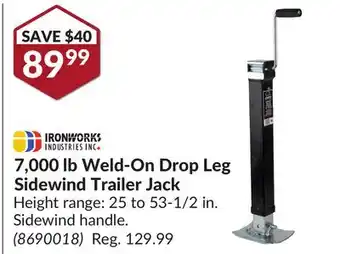 Princess Auto 7,000 lb Weld-On Drop Leg Side wind Trailer Jack offer