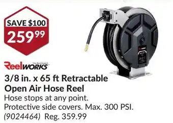 Princess Auto 3/8 in.x 65 ft Retractable Open Air Hose Reel offer