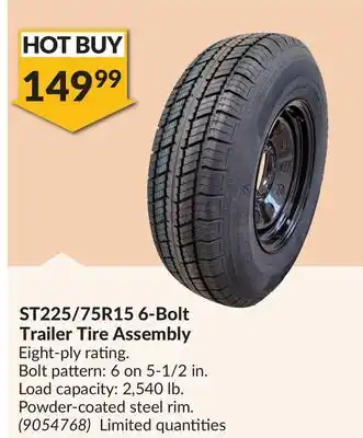 Princess Auto ST225/75R15 6-Bolt Trailer Tire Assembly offer