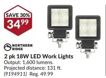 Princess Auto 2 pk 18W LED Work Lights offer