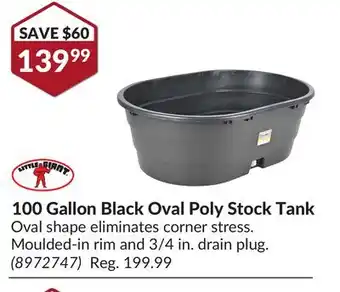 Princess Auto 100 Gallon Black Oval Poly Stock Tank offer