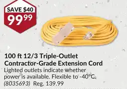 Princess Auto 100 ft 12/3 Triple-Outlet Contractor-Grade Extension Cord offer