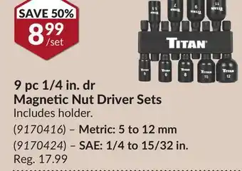 Princess Auto 9 Pc 1/14 in. dr. Magnetic Nut Driver Sets offer