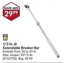 Princess Auto 1/2 in. dr Extendable Breaker Bar offer
