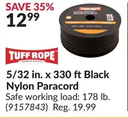 Princess Auto 5/32 in.x 330 ft Black Nylon Paracord offer