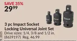 Princess Auto 3pc Impact Socket Locking Universal Joint Set offer