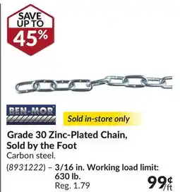Princess Auto Grade 30 Zinc-Plated Chain, Sold by the Foot offer