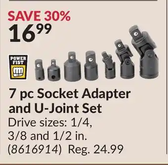 Princess Auto 7pc Socket Adapter and U-Joint Set offer
