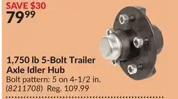 Princess Auto 1,750 lb5-Bolt Trailer Axle Idler Hub offer