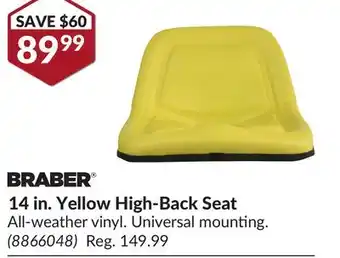 Princess Auto 14 in.Yellow High-Back Seat offer