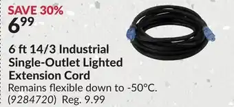 Princess Auto 6 ft 14/3 Industrial Single-Outlet Lighted Extension Cord offer