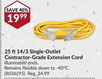 Princess Auto 25 ft 14/3 Single-Outlet Contractor-Grade Extension Cord offer