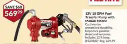Princess Auto 12V 15 GPM Fuel Transfer Pump with Manual Nozzle offer
