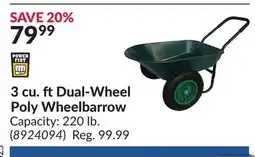Princess Auto 3cu. ft Dual-Wheel Poly Wheelbarrow offer