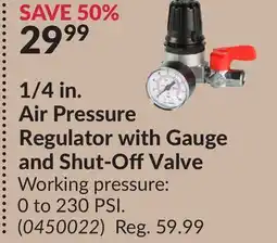 Princess Auto 1/4 in. Air Pressure Regulator with Gauge and Shut-Off Valve offer