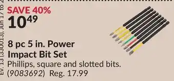 Princess Auto 8pc 5 in.Power Impact Bit Set offer