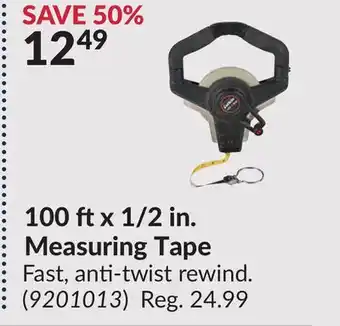 Princess Auto 100 ft x 1/2in. Measuring Tape offer
