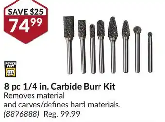 Princess Auto 8 pc 1/4 in. Carbide Burr Kit offer