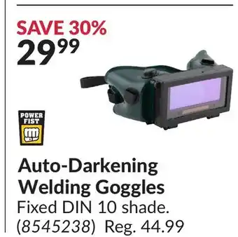 Princess Auto Auto-Darkening Welding Goggles offer