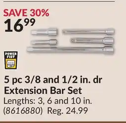 Princess Auto 5 pc 3/8 and 1/2 in. dr Extension Bar Set offer