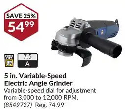 Princess Auto 5 in. Variable-Speed Electric Angle Grinder offer