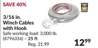 Princess Auto 3/16 in. Winch Cables with Hook offer
