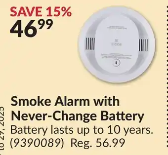 Princess Auto Smoke Alarm with Never-Change Battery offer