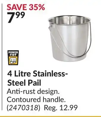 Princess Auto 4 Litre Stainless-Steel Pail offer
