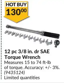Princess Auto 12 pc 3/8 in. dr SAE Torque Wrench offer