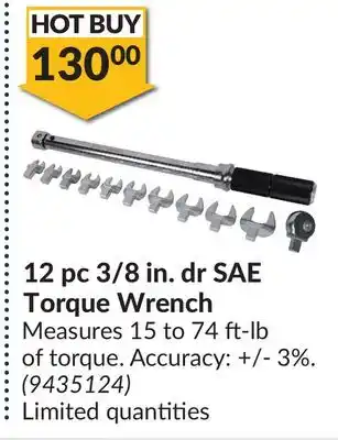 Princess Auto 12 pc 3/8 in. dr SAE Torque Wrench offer