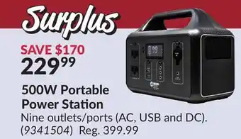 Princess Auto 500W Portable Power Station offer
