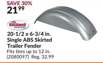 Princess Auto 20-1/2 x 6-3/4 in. Single ABS Skirted Trailer Fender offer