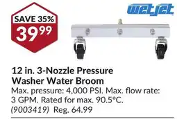Princess Auto Wetjet 12 in. 3-Nozzle Pressure Washer Water Broom offer