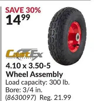 Princess Auto CastEx 4.10 x 3.50-5 Wheel Assembly offer