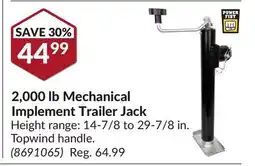 Princess Auto 2,000 lb Mechanical Implement Trailer Jack offer