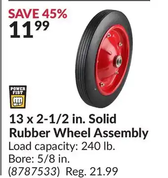 Princess Auto 13 x 2-1/2 in.Solid Rubber Wheel Assembly offer