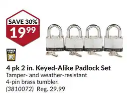 Princess Auto 4pk 2 in. Keyed-Alike Padlock Set offer