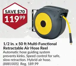 Princess Auto 1/2 in.x 50 ft Multi-Functional Retractable Air Hose Reel offer