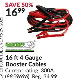 Princess Auto 16 ft 4 Gauge Booster Cables offer