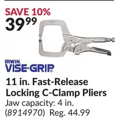 Princess Auto 11 in. Fast-Release Locking C-Clamp Pliers offer